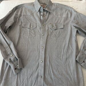 Rafter C Cowboy Collection Pearl Snap Shirt Pro Flex 45 Men's L Geometric E46